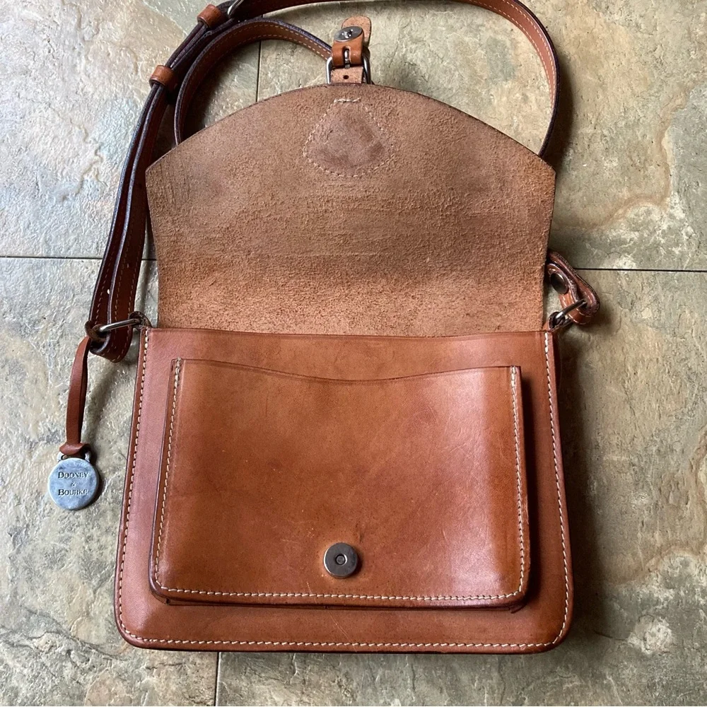 Vintage Dooney&Bourke Italy collation Brown Leather Crossbody Bag made in italy - Picture 4 of 15